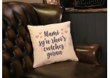 square linen effect mothers day cushion with a welsh mothers day phrase
